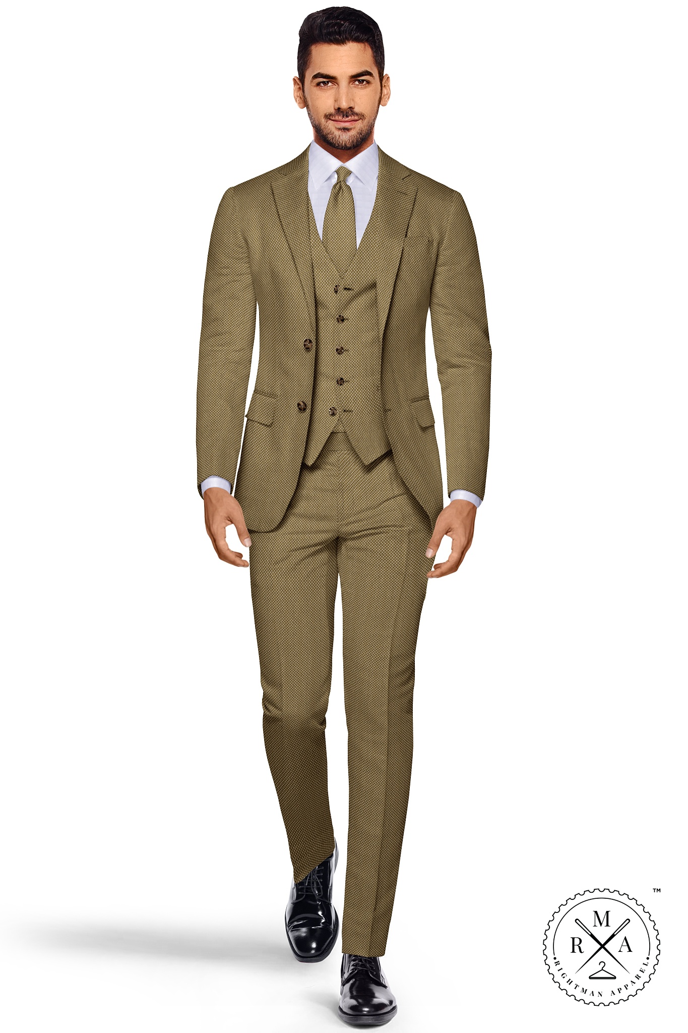 Brown Threaded Three Piece Suit SU105